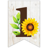 1th誕生日ひまわり&ウッド素朴パーティーデコール バンティングフラッグ (第1の旗)