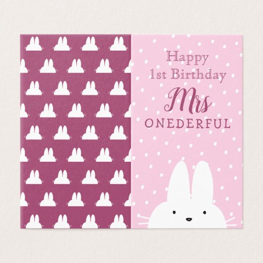 1th誕生日ウィンターピンクバニー&スノーフレーク写真 (外部フラット)