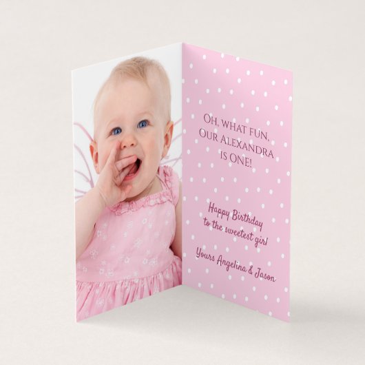 1th誕生日ウィンターピンクバニー&スノーフレーク写真 (内部)