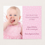 1th誕生日ウィンターピンクバニー&スノーフレーク写真 (内部フラット)