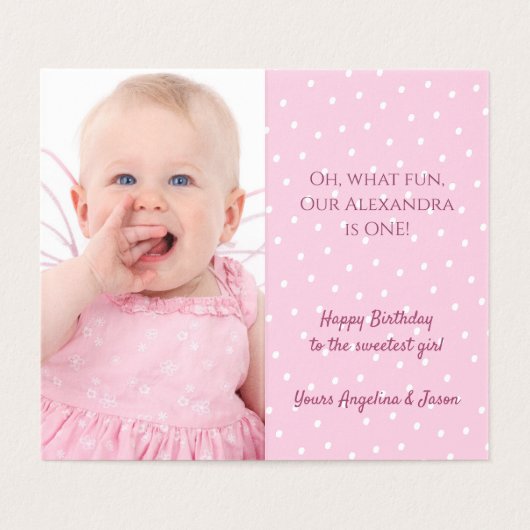 1th誕生日ウィンターピンクバニー&スノーフレーク写真 (内部フラット)