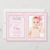 1th誕生日ガールズバルーンピンク写真 招待状 (正面)