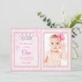 1th誕生日ガールズバルーンピンク写真 招待状 (スタンド正面)