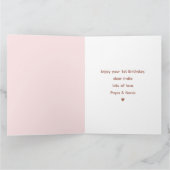 1th誕生日ガールピンクエレファント秋カボチャ カード (内部)