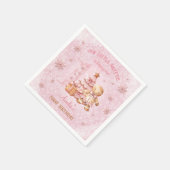 1th誕生日ジンジャーブレッドマンガールピンクのクリスマス スタンダードカクテルナプキン (角)