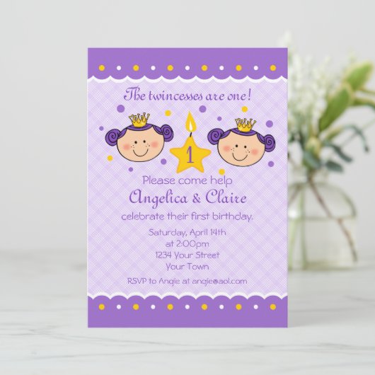 1th誕生日ツインチェスパーティの招待状 招待状 (スタンド正面)