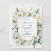 1th誕生日バプテスマデイジーの花 招待状 (正面)