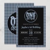 1th誕生日パーティーかわいいオネダーフルパステルブルー 招待状 (正面/裏面)