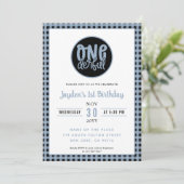 1th誕生日パーティーかわいいオネダーフルパステルブルー 招待状 (スタンド正面)