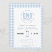 1th誕生日パーティーかわいいオネダーフルパステルブルー 招待状 (正面/裏面)