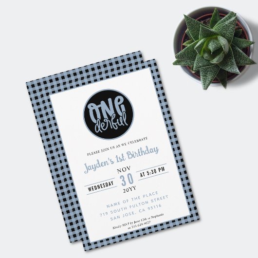 1th誕生日パーティーかわいいオネダーフルパステルブルー 招待状