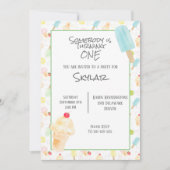 1th誕生日パーティーアイスクリーム招待状 招待状 (正面)