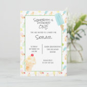 1th誕生日パーティーアイスクリーム招待状 招待状 (スタンド正面)