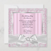 1th誕生日パーティーガールズピンクダイヤモンドティアラ 招待状 (裏面)