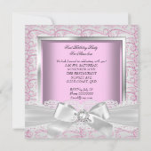 1th誕生日パーティーガールズピンクダイヤモンド 招待状 (裏面)