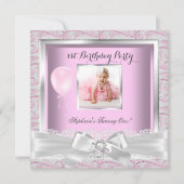 1th誕生日パーティーガールズピンクダイヤモンド 招待状 (正面)