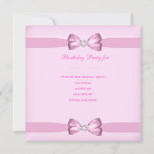 1th誕生日パーティーガールピンクホワイト水玉模様 招待状 (裏面)