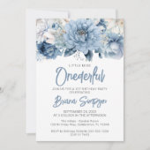 1th誕生日パーティーダスティブルーフローラ 招待状 (正面)