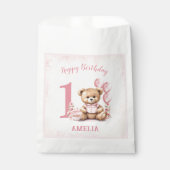 1th誕生日ピンクテディベアペアペアオフィールズバッグ フェイバーバッグ (正面)