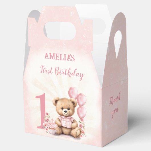 1th誕生日ピンクテディベア番号特典ボックス フェイバーボックス (オープン)