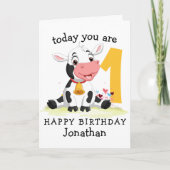 1th誕生日ボーイカウカードファーム カード (正面)