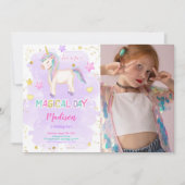 1th誕生日ユニコーンフォト招待状 招待状 (正面)