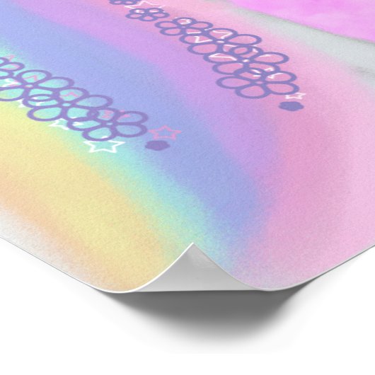 1th誕生日ユニコーンレインボーターカラーウェルカム ポスター (角)