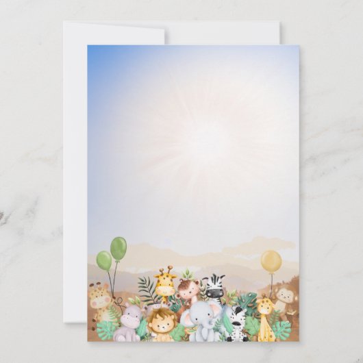 1th誕生日ワイルドジャングルサファリテーマの招待状 招待状 (裏面)