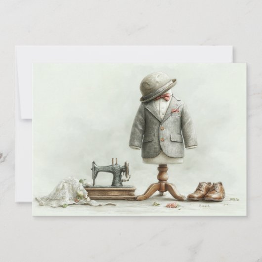 1th birthdayオートオートクチュール男の赤ちゃん&アトリエ 招待状 (正面)