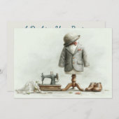 1th birthdayオートオートクチュール男の赤ちゃん&アトリエ 招待状 (正面/裏面)