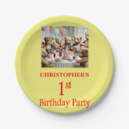 1th Birthdayパーティーテディベアーズパーティー ペーパープレート