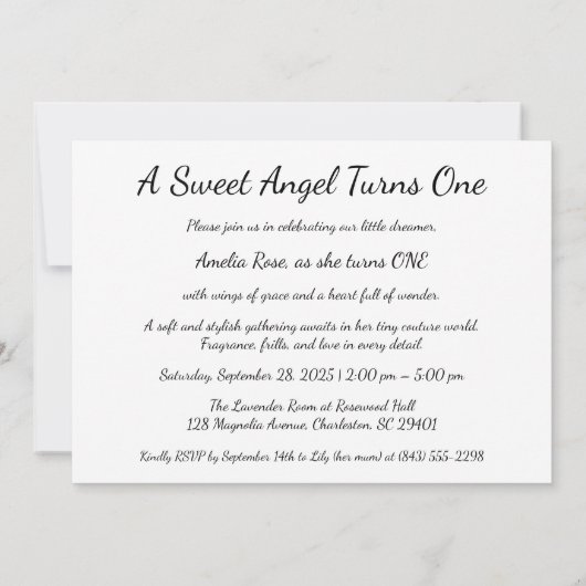 1th Birthday Angel Dress & Perfume Art 招待状 (裏面)