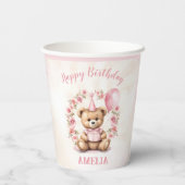 1th Birthday Bear Pink Roses紙カップ 紙コップ (裏面)