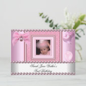 1th Birthday Girl Pink White Pearl Photo First 招待状 (スタンド正面)