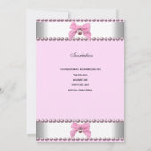 1th Birthday Girl Pink White Pearl Photo First 招待状 (裏面)