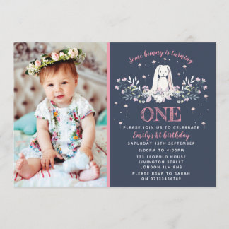 1th birthday invitation - bunnyデザイン 招待状