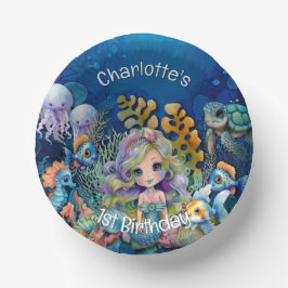 1th Birthday Mermaidパーティー ペーパーボウル