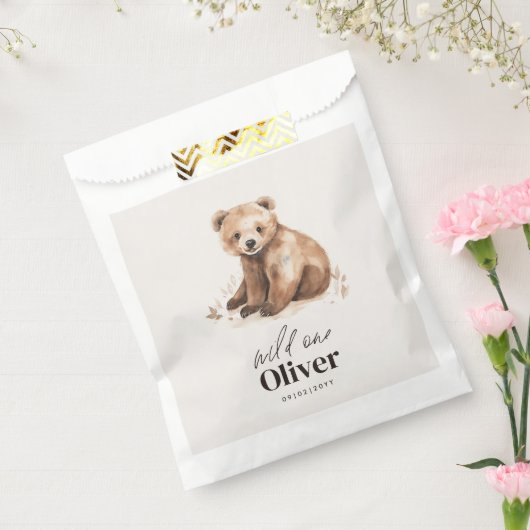 1th Birthday Wild One bear モダンエレガントパーティー フェイバーバッグ (封をした状態)