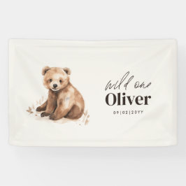 1th Birthday Wild One bear モダンエレガントパーティー 横断幕