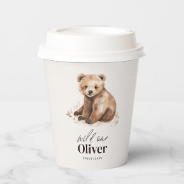 1th Birthday Wild One bear モダンエレガントパーティー 紙コップ