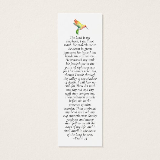 1x3"ハミングバード悔やみや弔慰祈りの言葉MINIブックマーク (裏面)