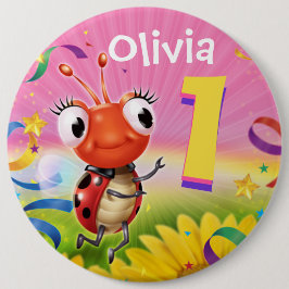 1yrカスタムな誕生日のバッジの小さいてんとう虫の範囲 缶バッジ