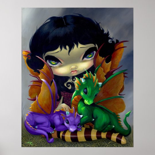 2かわいいdragonlingsの芸術のプリントのドラゴンの妖精 ポスター Zazzle Co Jp