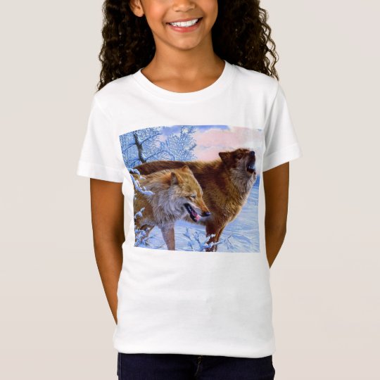 2匹のアメリカアカオオカミの絵を描くこと Tシャツ Zazzle Co Jp
