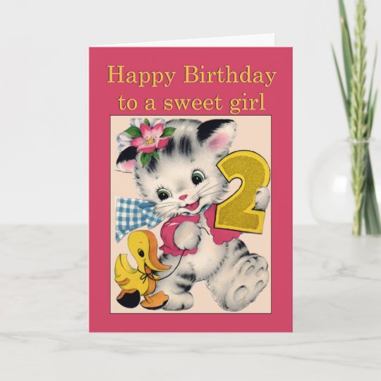 2歳の少女誕生日の猫とカモ カード Zazzle Co Jp