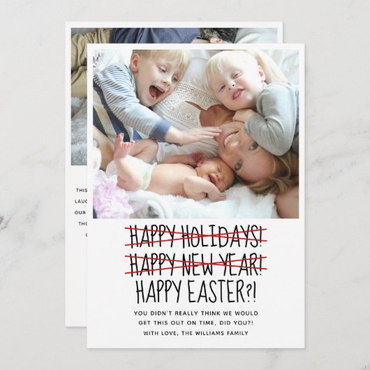 2おもしろいモダン写真年末年始ホリデーカード シーズンカード (正面/裏面)