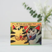 2おもしろい匹の猫 "こんにちは!「あなたは『ねこ』を素晴らし願う！」 ポストカード (スタンド正面)