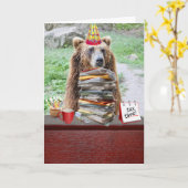 2おもしろい/3月のBD用ベア誕生日カード カード (黄色い花)