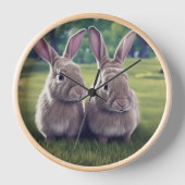2かわいいウサギinフィールドクロック 壁時計 (正面)