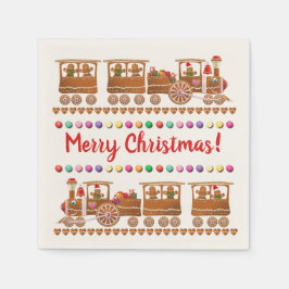 2かわいいジンジャーブレッドクリスマススチームトレインズ漫画 スタンダードカクテルナプキン
